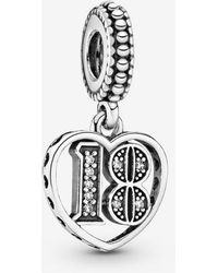 PANDORA - Charm Pendant In Sterling Silver 18 Years Of Love - Lyst