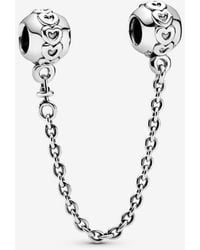 PANDORA - Band Of Hearts Safety Chain Charm - Lyst