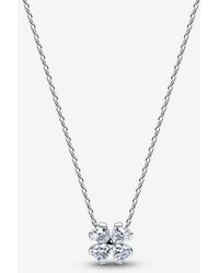 PANDORA - Sparkling Lucky Clover Pendant Necklace - Lyst