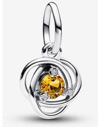 PANDORA - November Birthstone Eternity Circle Dangle Charm - Lyst