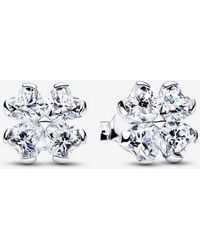 PANDORA - Sparkling Lucky Clover Stud Earrings - Lyst