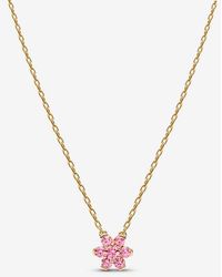 PANDORA - Sparkling Flower Pendant Necklace - Lyst