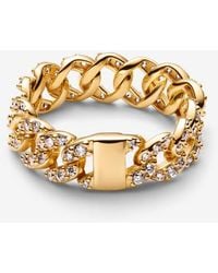 PANDORA - Ring Met Pavé En Cubaanse Schakel - Lyst