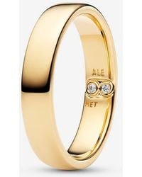 PANDORA - Engravable Classic Band Ring - Lyst