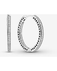 PANDORA - Moments 14k Rose Gold-plated Asymmetrical Heart Hoop Earrings - Lyst