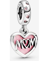 PANDORA - Mum Script Heart Dangle Charm - Lyst