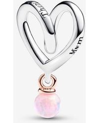 PANDORA - Mum Two-Tone Wrapped Heart Charm - Lyst