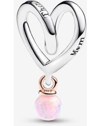 PANDORA - Mum Two-Tone Wrapped Heart Charm - Lyst