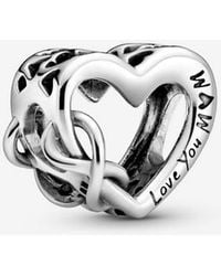 PANDORA - Moments Sterling Silver Love You Mum Infinity Heart Bracelet Charm - Lyst