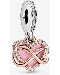 PANDORA - Moments 14k Rose Gold-plated And Sterling Silver Sparkling Infinity Heart Dangle Charm For Bracelet - Lyst