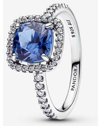 PANDORA - Sparkling Square Halo Statement Ring - Lyst