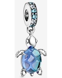 PANDORA - Murano Glass Sea Turtle Dangle Charm - Lyst
