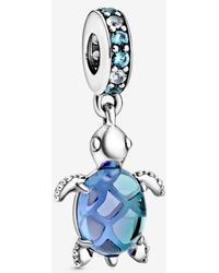 PANDORA - Murano Glass Sea Turtle Dangle Charm - Lyst