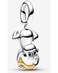 PANDORA - Two-Tone Movable Monkey Dangle Charm - Lyst