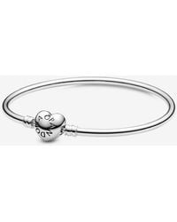 PANDORA - Moments Heart Clasp Bangle - Lyst