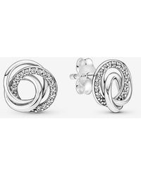 PANDORA - Timeless 14k Rose Gold-plated Sparkling Elevated Heart Stud Earrings - Lyst
