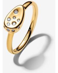 PANDORA - Small Stone-Set Oval Signet Ring - Lyst
