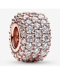 PANDORA - Sparkling Pavé Triple-Row Charm - Lyst