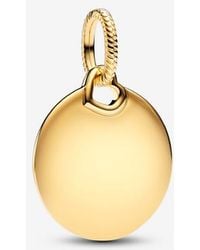 PANDORA - Moments 368610c00 Engraved Round Charm Pendant Made Of Sterling Silver With Gold-plated Alloy Compatible Moments Bracelets - Lyst