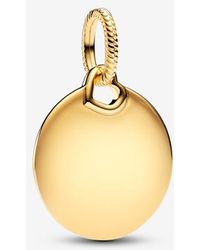 PANDORA - Moments 368610c00 Engraved Round Charm Pendant Made Of Sterling Silver With Gold-plated Alloy Compatible Moments Bracelets - Lyst