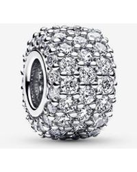 PANDORA - Sparkling Pavé Triple-Row Charm - Lyst