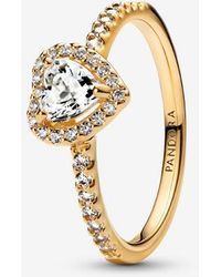 PANDORA - Elevated Heart Ring - Lyst