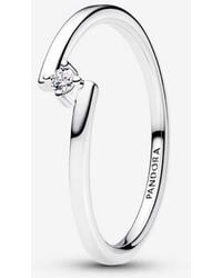 PANDORA - Split Solitaire Ring - Lyst