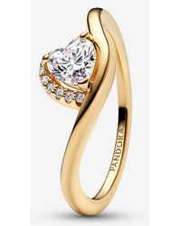 PANDORA - Wavy Heart Ring - Lyst