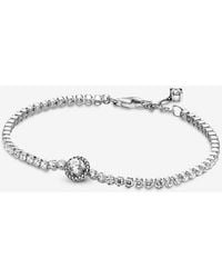 PANDORA - Sparkling Halo Tennis Bracelet - Lyst