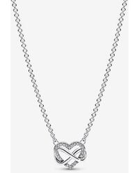 PANDORA - Sparkling Infinity Heart Collier Necklace - Lyst