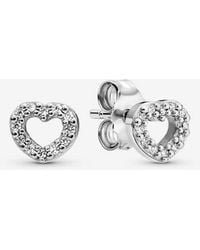 PANDORA - Open Heart Stud Earrings - Lyst