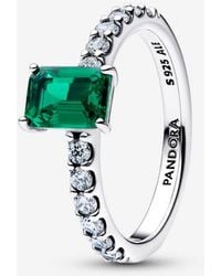 PANDORA - Rectangular Sparkling Halo Ring - Lyst