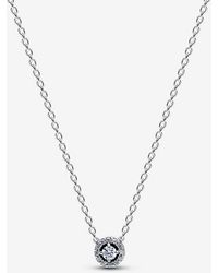 PANDORA - Round Pavé Halo Collier Necklace - Lyst