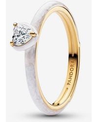 PANDORA - Ring White Gold Heart Chakra 163088c01 58/18.5 Sterling Silver Cubic Zirconia - Lyst