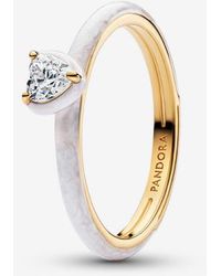 PANDORA - Ring White Gold Heart Chakra 163088c01 58/18.5 Sterling Silver Cubic Zirconia - Lyst
