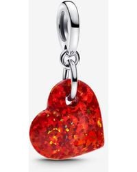 PANDORA - Opalescent Heart Dangle Charm - Lyst