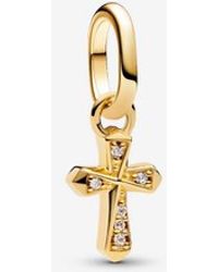 PANDORA - Sparkling Cross Mini Dangle Charm - Lyst