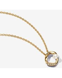 PANDORA - Organically Shaped Pavé Circle & Treated Freshwater Cultured Pearl Collier Necklace - Lyst