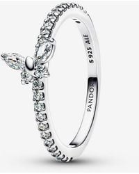 PANDORA - Sparkling Butterfly Ring - Lyst