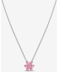PANDORA - Sparkling Flower Pendant Necklace - Lyst