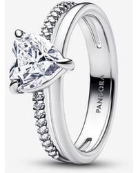 PANDORA - Double Band Heart Ring - Lyst