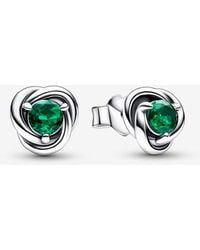 PANDORA - May Birthstone Eternity Circle Stud Earrings - Lyst