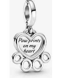 PANDORA - Hearts & Paw Print Dangle Charm - Lyst