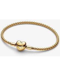 PANDORA - Heart Clasp Studded Chain Bracelet - Lyst