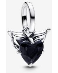 PANDORA - Winged Heart Mini Dangle Charm - Lyst