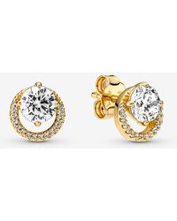 PANDORA - Sparkling Round Halo Stud Earrings - Lyst