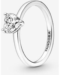 PANDORA - Sparkling Heart Solitaire Ring - Lyst