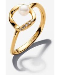 PANDORA - Organically Shaped Pavé Circle & Treated Freshwater Cultured Pearl Ring - Lyst