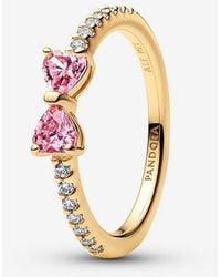 PANDORA - Sparkling Bow Ring - Lyst
