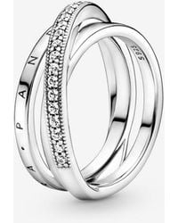 PANDORA - Crossover Pavé Triple Band Ring - Lyst
